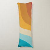 カラフルレトロレインボー抽象芸術波 ボディピロー (正面縦)