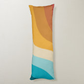 カラフルレトロレインボー抽象芸術波 ボディピロー (裏面 (縦))