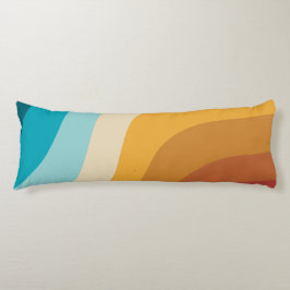 カラフルレトロレインボー抽象芸術波 ボディピロー