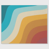 カラフルレトロレインボー抽象芸術波 ラッピングペーパー (フラット)