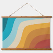 カラフルレトロレインボー抽象芸術波 吊り下げ型タペストリー (正面)