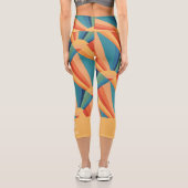 カラフルレトロレインボー日が差すことカスタムピクルボール カプリレギンス (裏面)