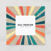カラフルレトロレインボー日が差すことソーシャルメディアのアイコン スクエア名刺 (正面)