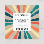 カラフルレトロレインボー日が差すことソーシャルメディアのアイコン スクエア名刺 (裏面)