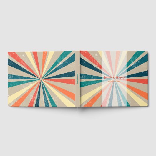 カラフルレトロレインボー日が差すこと結婚ズ ゲストブック (全面)