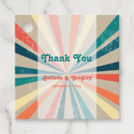 カラフルレトロレインボー日が差すこと結婚ズ フェイバータグ