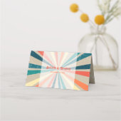 カラフルレトロレインボー日が差すこと結婚ズ プレイスカード (裏面)