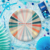 カラフルレトロレインボー日が差すこと結婚ズ ペーパープレート (パーティー)