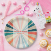 カラフルレトロレインボー日が差すこと結婚ズ ペーパープレート (パーティー)