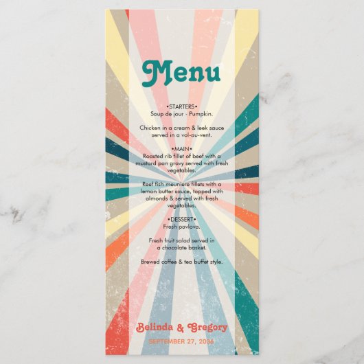 カラフルレトロレインボー日が差すこと結婚ズ メニュー (正面)