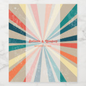 カラフルレトロレインボー日が差すこと結婚ズ ワインラベル (シングルラベル)