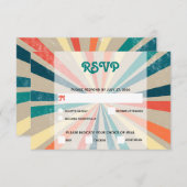 カラフルレトロレインボー日が差すこと結婚ズ 出欠カード (正面/裏面)