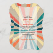 カラフルレトロレインボー日が差すこと結婚ズ 招待状 (正面/裏面)