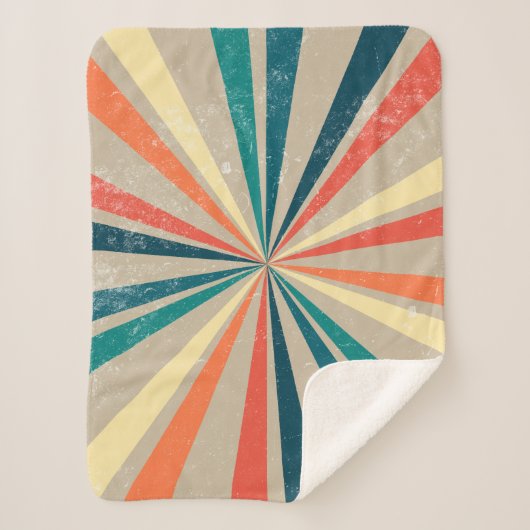 カラフルレトロレインボー日が差すこと シェルパブランケット (正面)