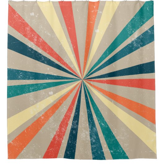カラフルレトロレインボー日が差すこと シャワーカーテン (正面)