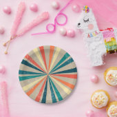 カラフルレトロレインボー日が差すこと ペーパープレート (パーティー)