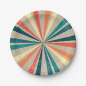 カラフルレトロレインボー日が差すこと ペーパープレート (正面)