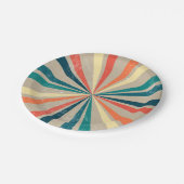 カラフルレトロレインボー日が差すこと ペーパープレート (アングル)