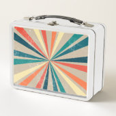 カラフルレトロレインボー日が差すこと メタルランチボックス (正面)