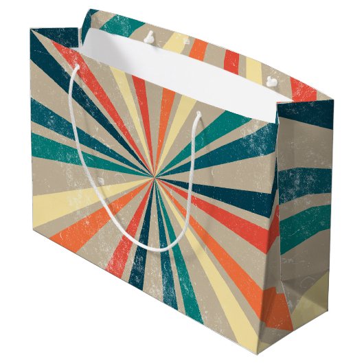 カラフルレトロレインボー日が差すこと ラージペーパーバッグ (裏面アングル)
