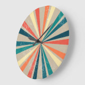 カラフルレトロレインボー日が差すこと ラージ壁時計 (傾斜)