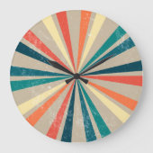 カラフルレトロレインボー日が差すこと ラージ壁時計 (正面)