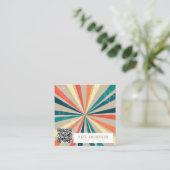 カラフルレトロレインボー日が差すことQRコード スクエア名刺 (スタンド正面)