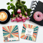 カラフルレトロレインボー日が差すことQRコード スクエア名刺