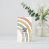 カラフルレトロレインボーQRコードソーシャルメディア 名刺 (スタンド正面)