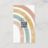 カラフルレトロレインボーQRコードソーシャルメディア 名刺 (正面)