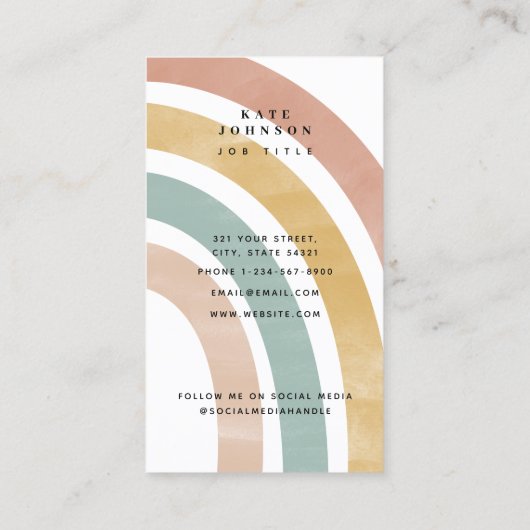 カラフルレトロレインボーQRコードソーシャルメディア 名刺 (裏面)