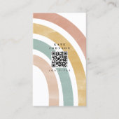 カラフルレトロレインボーQRコードソーシャルメディア 名刺 (正面)