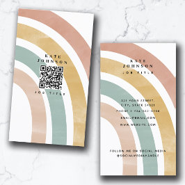 カラフルレトロレインボーQRコードソーシャルメディア 名刺