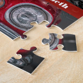 カラフルレトロレッド美的フォトコラージュ名 ジグソーパズル (側面)