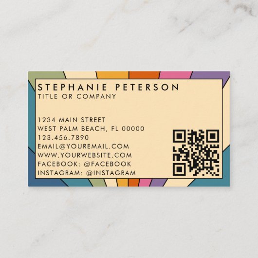 カラフルレトロロカスタムゴQRコードテンプレート 名刺 (裏面)