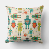 カラフルレトロロボットのパターン クッション (正面)