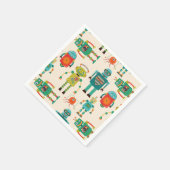 カラフルレトロロボットのパターン スタンダードカクテルナプキン (角)