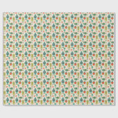 カラフルレトロロボットのパターン ラッピングペーパー (フラット)