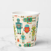 カラフルレトロロボットのパターン 紙コップ (裏面)