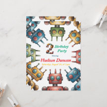 カラフルレトロロボット男の子バースデーパーティー