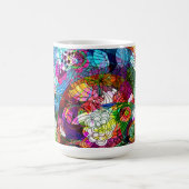 カラフルレトロロマンチックフローラコラージュ コーヒーマグカップ (中央)