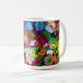 カラフルレトロロマンチックフローラコラージュ コーヒーマグカップ (正面右)