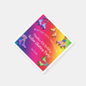 カラフルレトロローラスケートで滑る誕生日 スタンダードカクテルナプキン (角)