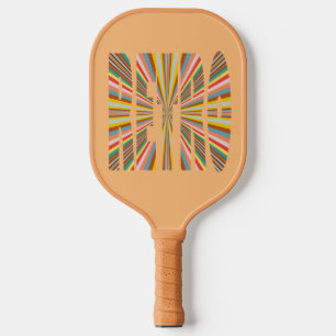カラフルレトロワードストライプPickleball Paのバースト ピックルボールラケット