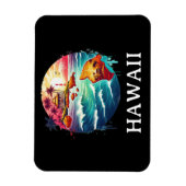 カラフルレトロヴィンテージトラベルハワイの地図 マグネット (縦)