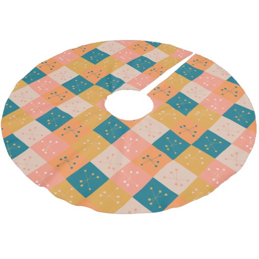 カラフルレトロ中世紀原子モダンパターン ブラッシュドポリエステルツリースカート (アングル)