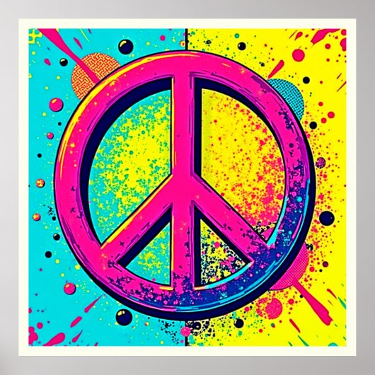 カラフルレトロ和平標識 ポスター (正面)