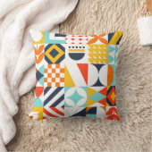 カラフルレトロ幾何学的パターン クッション (ブランケット)