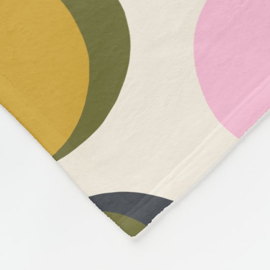 カラフルレトロ幾何学的水玉模様グリーンピンク フリースブランケット (角)