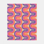 カラフルレトロ幾何学的波デザイン フリースブランケット (正面)